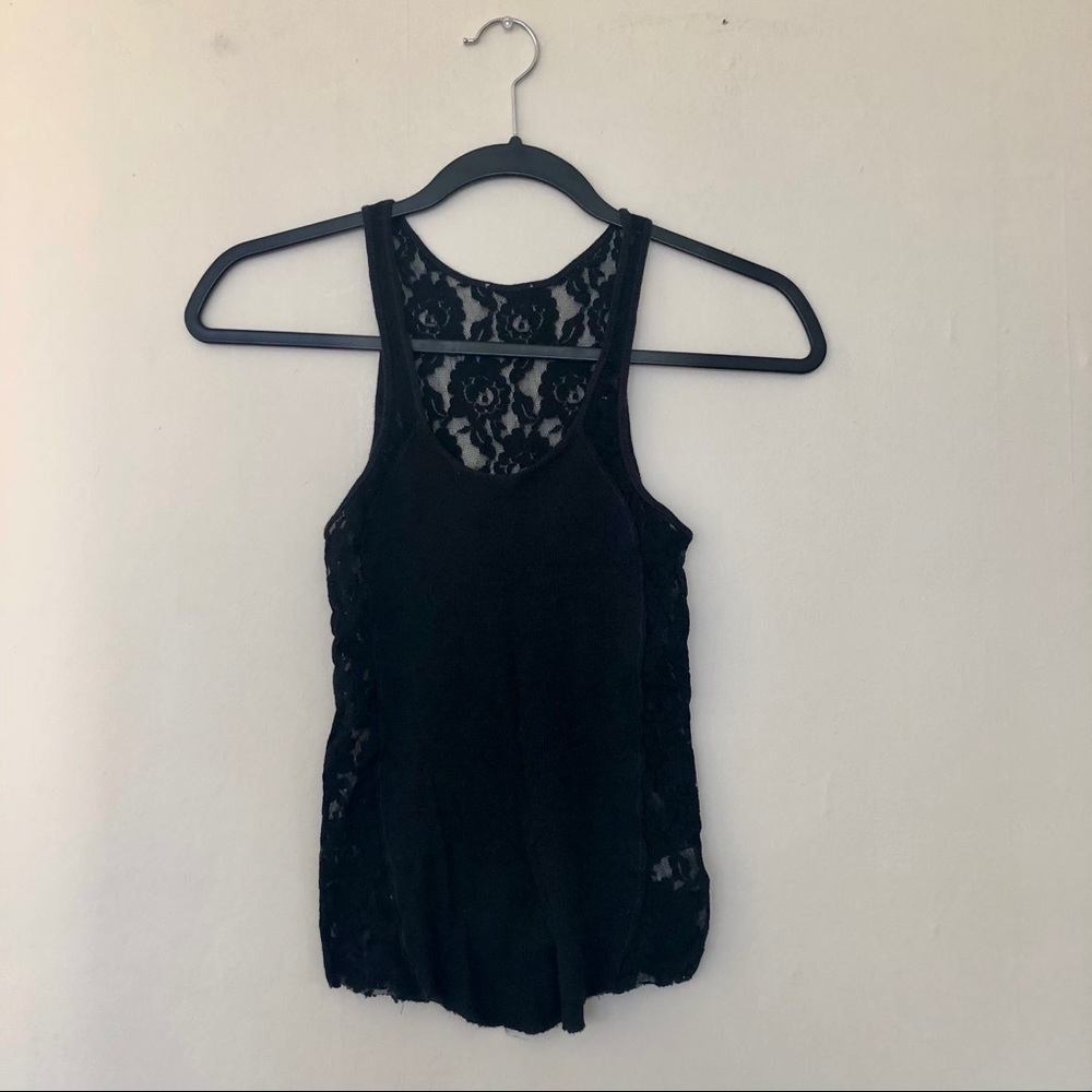 Intimately free People black tank with lace detail